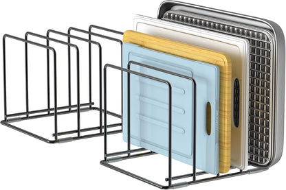 Kitchen Organizer Rack - 4-Slot Heavy-Duty Holder for Cutting Boards,Cookware – Rust-Resistant, Space-Saving Design with Non-Slip Feet for Countertop and Cabinet Storage (1 Pack)