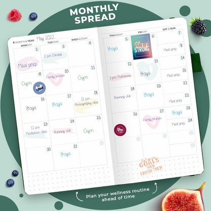 Clever Fox Wellness Planner & Food Journal for Weight Loss, A5 Orange | 5.8"x8.3" nutrition & exercise tracker for women tracking meals, diet & symptom diary, calorie counter notebook, stickers