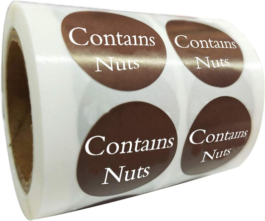 Contains Nuts Stickers Round Allergies Food Rotation Labels Allergy Sticker