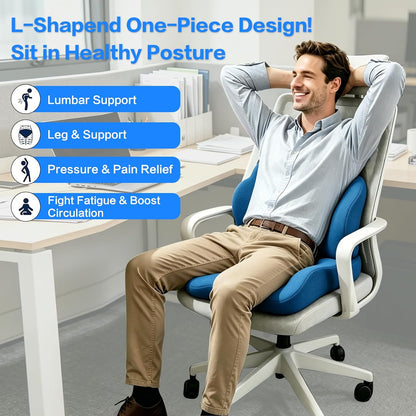Memory Foam Seat Cushion with Lumbar Support for Sciatica & Tailbone Pain Relief, Fit Office Chair, Wheelchair, Car Seat, Airplane, Long Sitting Workers & Drivers (Gray)