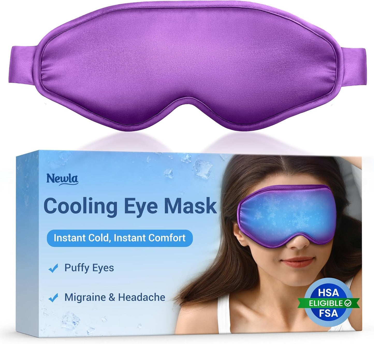 Cooling Eye Mask for Puffy Eyes: Fsa Eligible Items Hsa, Face Ice Eye Pack for Migraine After Surgery Relief - Reusable Cold Compress for Headaches Puffiness - Comfortable Weighted Fit Gel Sleep Mask
