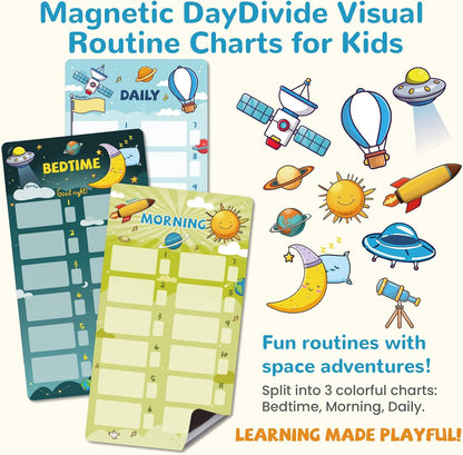 JJPRO Magnetic Bedtime/Morning/Daily Routine Chart for Kids with Reward Jar-Morning Routine Chart,Daily Checklist Reward Chart for Toddlers,Reward Jar for Kids,Cute Visual Schedule Board for Home