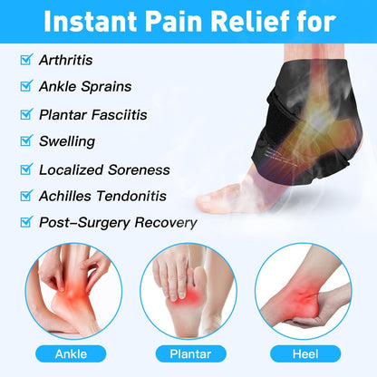 RelaxCoo Ankle Ice Pack Wrap for Swelling, Reusable Gel Ice Pack for Ankle Injuries, Cold Compress Therapy for Foot Pain Relief, Achilles Tendonitis, Plantar Fasciitis, Sprains