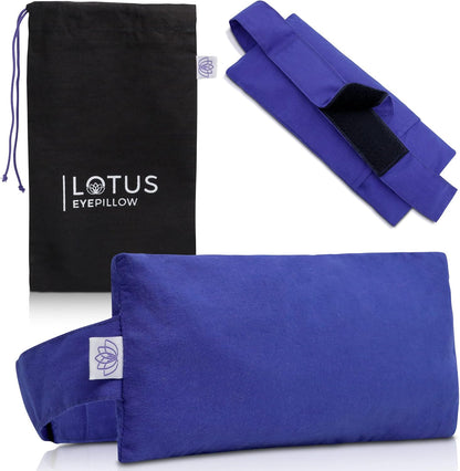 Lotus Lavender Eye Pillow - Weighted Mask for Yoga & Sleep | NOLAVA Sleep & Wellbeing App included; warm or cool headache relief; organic cotton, lavender-flaxseed fill.