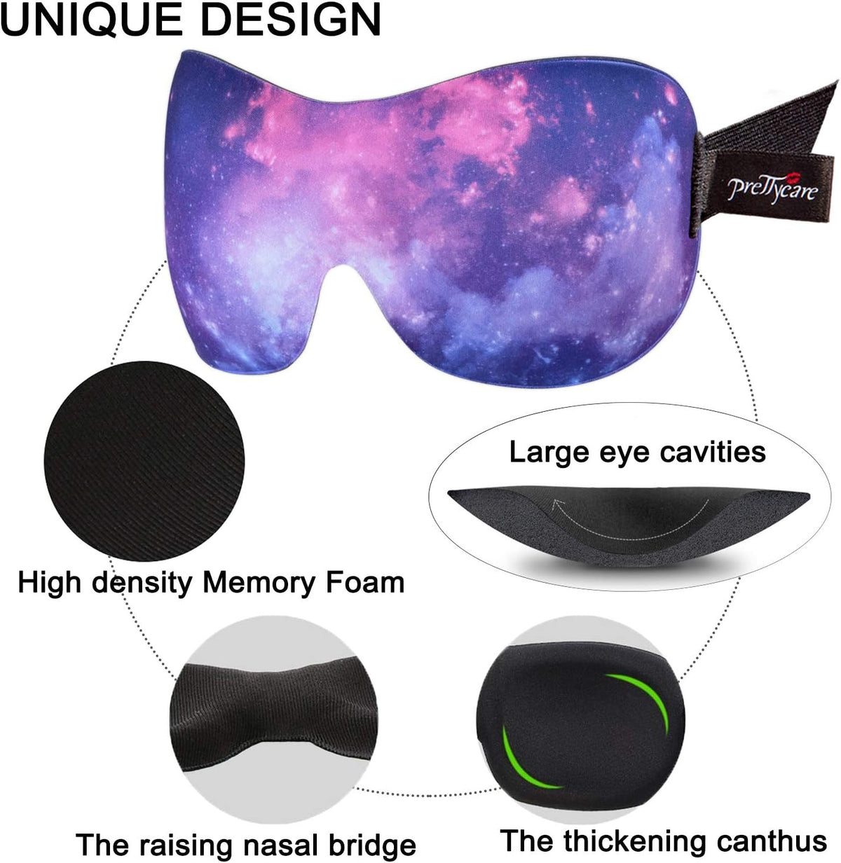PrettyCare 3D Sleep Mask 2 Pack,Eye Mask for Side Sleeper 3D Contoured Sleeping Mask Blackout Out for Men- Blindfold Airplane with Ear Plugs, Night Masks with Travel Bag (Black&Blue)