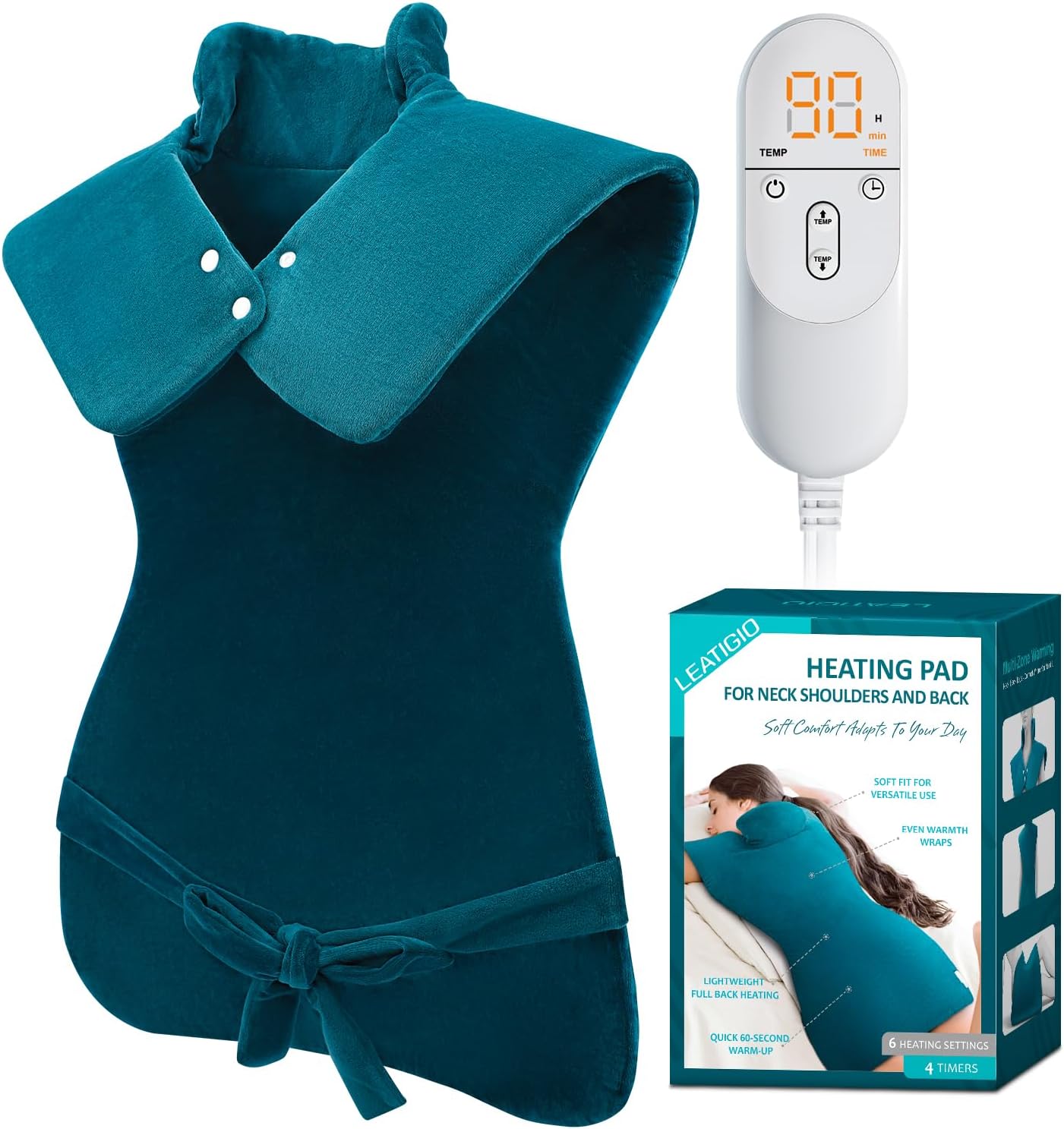 Heating Pad for Neck Shoulders Back, Upgraded PTC+NTC Even Heating, Versatile Electric Heated Neck Wrap for Full-Body Relax, Birthday Gifts for Women Men Mom Dad Wife Husband, ETL Safety Certified