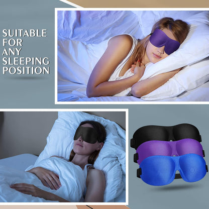 Bonuci 20 Pack Sleep Mask Blackout 3D Eye Mask for Ultralight Sleeping Night Blindfold Eye Covers with Adjustable Strap for Men Women Travel Gift Back and Side Sleeper (Dark Purple)