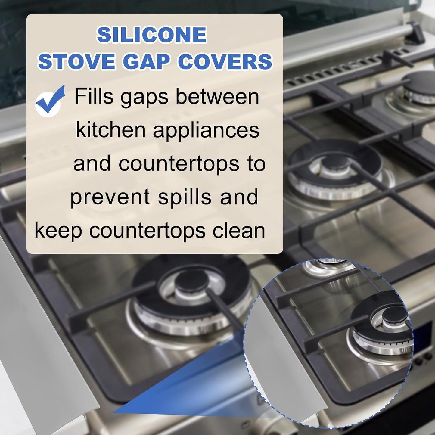 PATIKIL Silicone Stove Gap Covers, 2 Pack Kitchen Stove Gap Filler 25 Inch Heat Resistant Oven Gap Filler Seal Strips for Stovetop Ovens and Counter, Gray