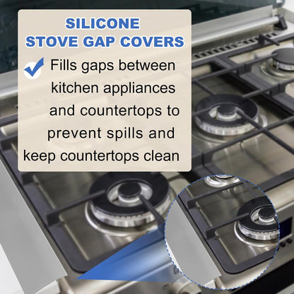 PATIKIL Silicone Stove Gap Covers, 2 Pack Kitchen Stove Gap Filler 25 Inch Heat Resistant Oven Gap Filler Seal Strips for Stovetop Ovens and Counter, Gray