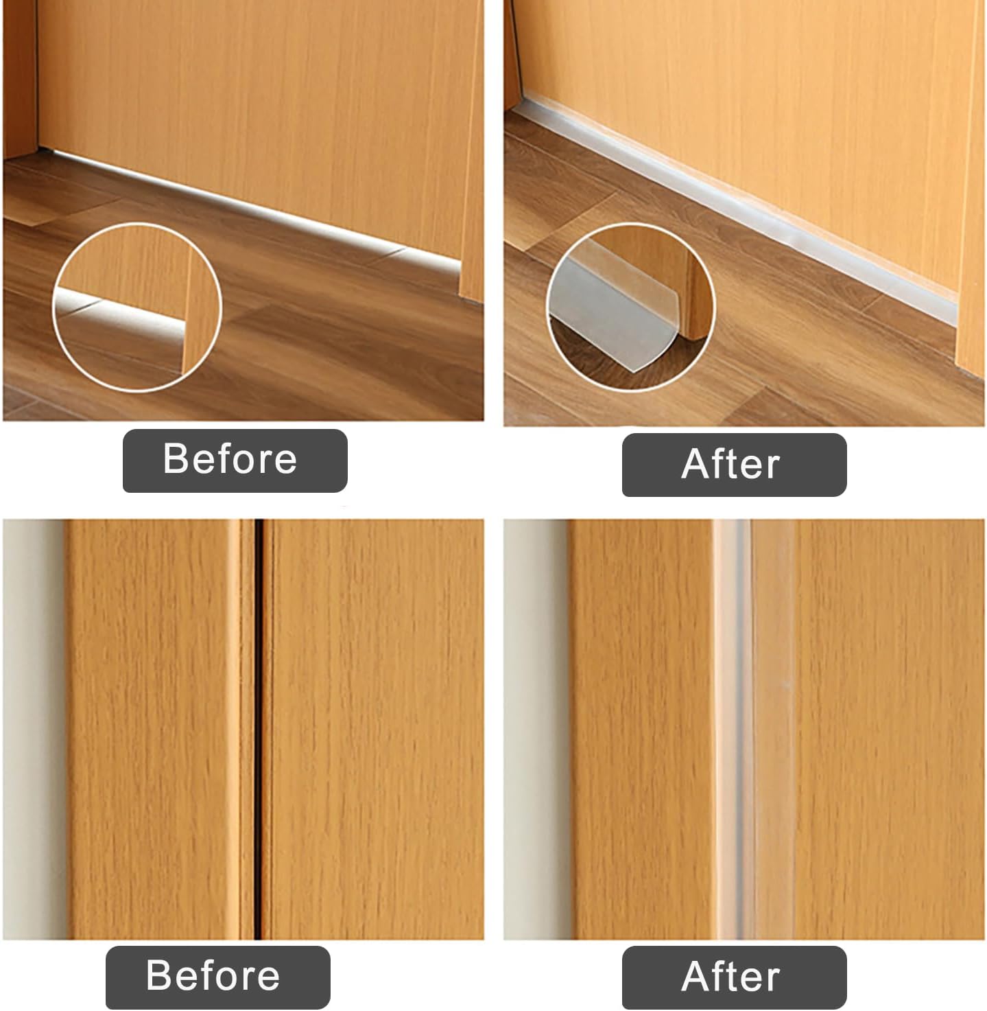 Silicone Clear Weather Stripping Door Seal, Silicone Seal Strip, Sliding Door Seal Weather Stripping, Door Draft Stopper for Side of Door, Self-Adhesive Insulation Tape for Gaps (25mm;26Ft)