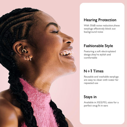 Ear Plugs for Sleeping Noise Cancelling - Reusable Silicone Earplugs for Concert, Motorcycle, Sports and Festivals, 30dB Noise Reduction, Washable Hearing Protection - Pink