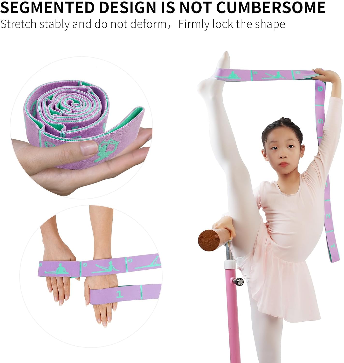 8 Loops Stretching Strap for Kids, Extended Dance Stretch Band Elastic for Ballet & Gymnastics, Children's Resistance Bands for Flexibility Training, Dance Equipment for Girls