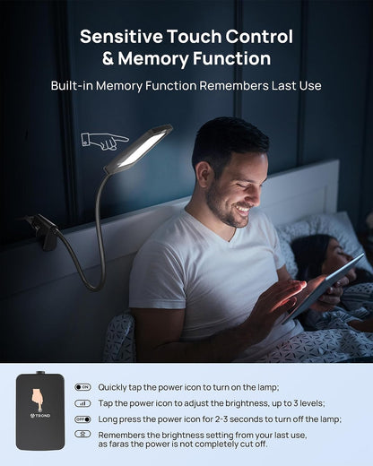 TROND LED Desk Lamp with Clamp, 1000LM Super Bright 3-Level Dimmable Desk Light 6000K Daylight, Extra-Long Flexible Gooseneck Clip on Light, Eye-Care Clamp Lamp for Painting, Workbench,Reading, Sewing | 6000K Daylight Extra-Long Flexible Gooseneck Clip