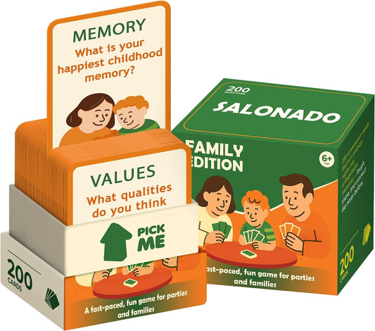 Conversation Cards for Family & Friends - 200 Prompts, 6 Categories, Perfect for Daily Table Talk, Screen-Free Fun, Holiday, Birthday & Housewarming Gift (Family)