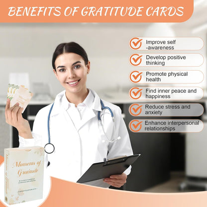 Moments of Gratitude Cards, 52 Cards of Questions to Inspire Gratitude, Gratitude Gifts for Women Positive Affirmation Cards, Mindfulness Gifts for Journal Prompts, Gratitude Jar, Table Topics