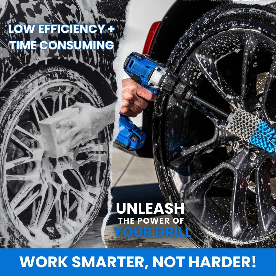 Multi-Purpose Drill Brush Attachment, Showers, Tubs, Carpet, Tile, Grout, Medium Bristle for Ultimate Cleaning Power