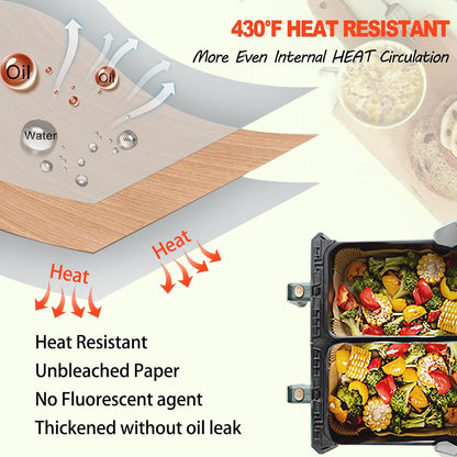 Air Fryer Liners Disposable 9 Inch, 9 inch Air Fryer Liners 125 Pcs Large Square Air Fryer Paper Liners for 5QT 6qt 8QT Air Fryer, Non-stick Parchment Paper for Frying, Baking