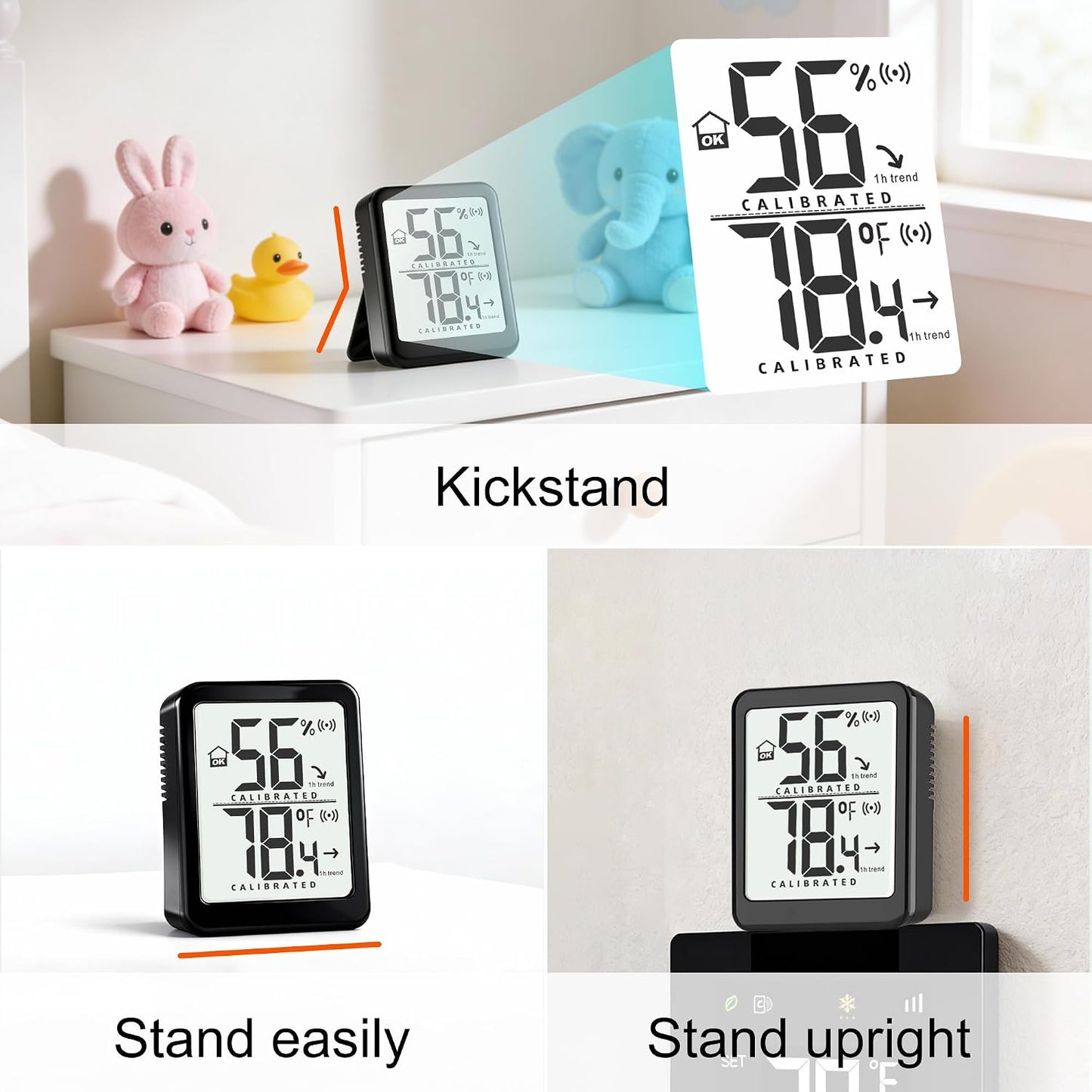 2 Pack Room Thermometer Small Hygrometer Indoor Humidity Monitor Sensor, Digital Temperature and Humidity Meter Gauge for Home, Baby Nursery, Reptile, Greenhouse - Battery Included