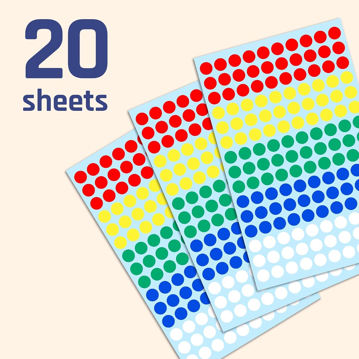 3000 Pieces, Small Colored Dot Round Stickers Labels - 10 Colors, 0.375"