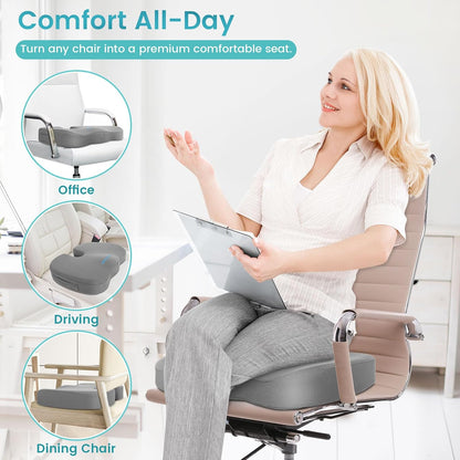 Gel Seat Cushion, Cooling Memory Foam Cushion for Office Chair, Black