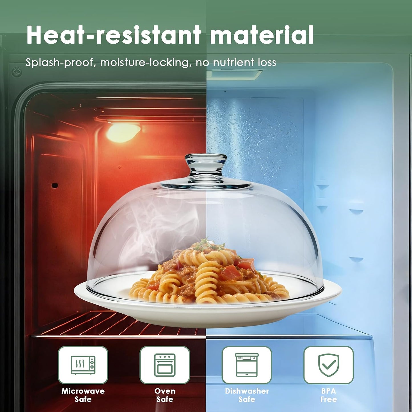 Glass Microwave Splatter Cover for Food, 10 Inch | One-Piece Integrated Handle Dome Design, Heavy-Duty Food Guard with Heat-Resistant Silicone Anti-Scald Cap, BPA-Free