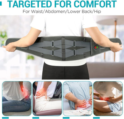 Comfytemp Cordless Heating Pad with Massager for Back, Gifts for Women Men | FSA Eligible HSA, Portable Lower Back Massager, Rechargeable Wireless Electric, Birthday Mom Dad Seniors 3 Heat 30mins, Grey