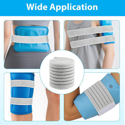 4Pack Elastic Ice Pack Straps,35.5" x 2" Reusable Fastening Bands | Soft and Comfortable, Adjustable Extension Straps,Cold and Hot Therapy,Ideal for Elbow,Thigh,Calf,Waist,Knee,Ankle,Shoulder