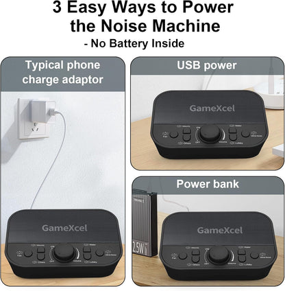 GameXcel White Noise Sound Machine for Sleep - 38 Soothing Therapy Sounds