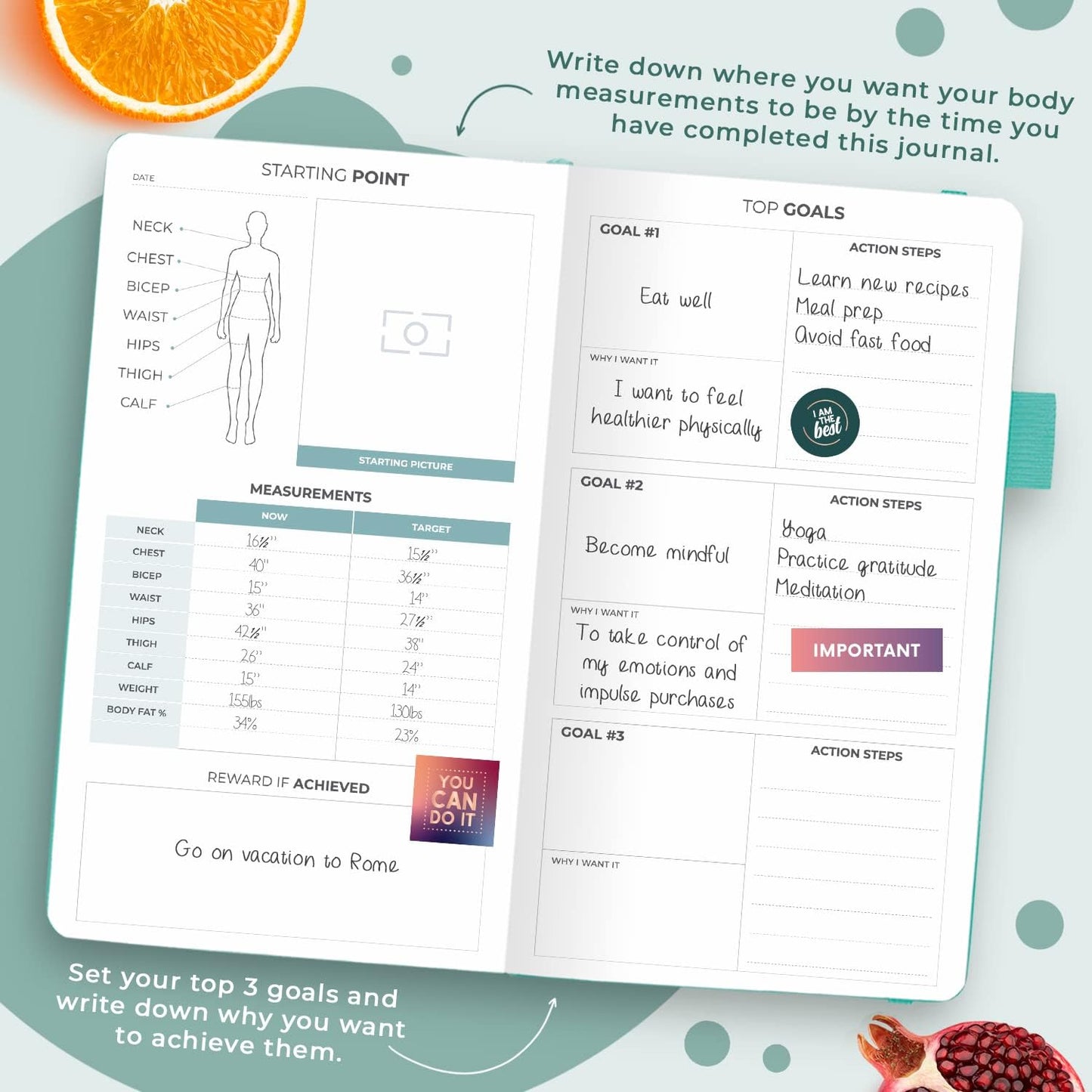Clever Fox Wellness Planner & Food Journal for Weight Loss, A5 Orange | 5.8"x8.3" nutrition & exercise tracker for women tracking meals, diet & symptom diary, calorie counter notebook, stickers