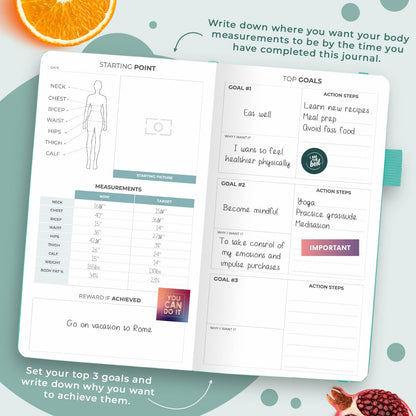 Clever Fox Wellness Planner & Food Journal for Weight Loss, A5 Orange | 5.8"x8.3" nutrition & exercise tracker for women tracking meals, diet & symptom diary, calorie counter notebook, stickers