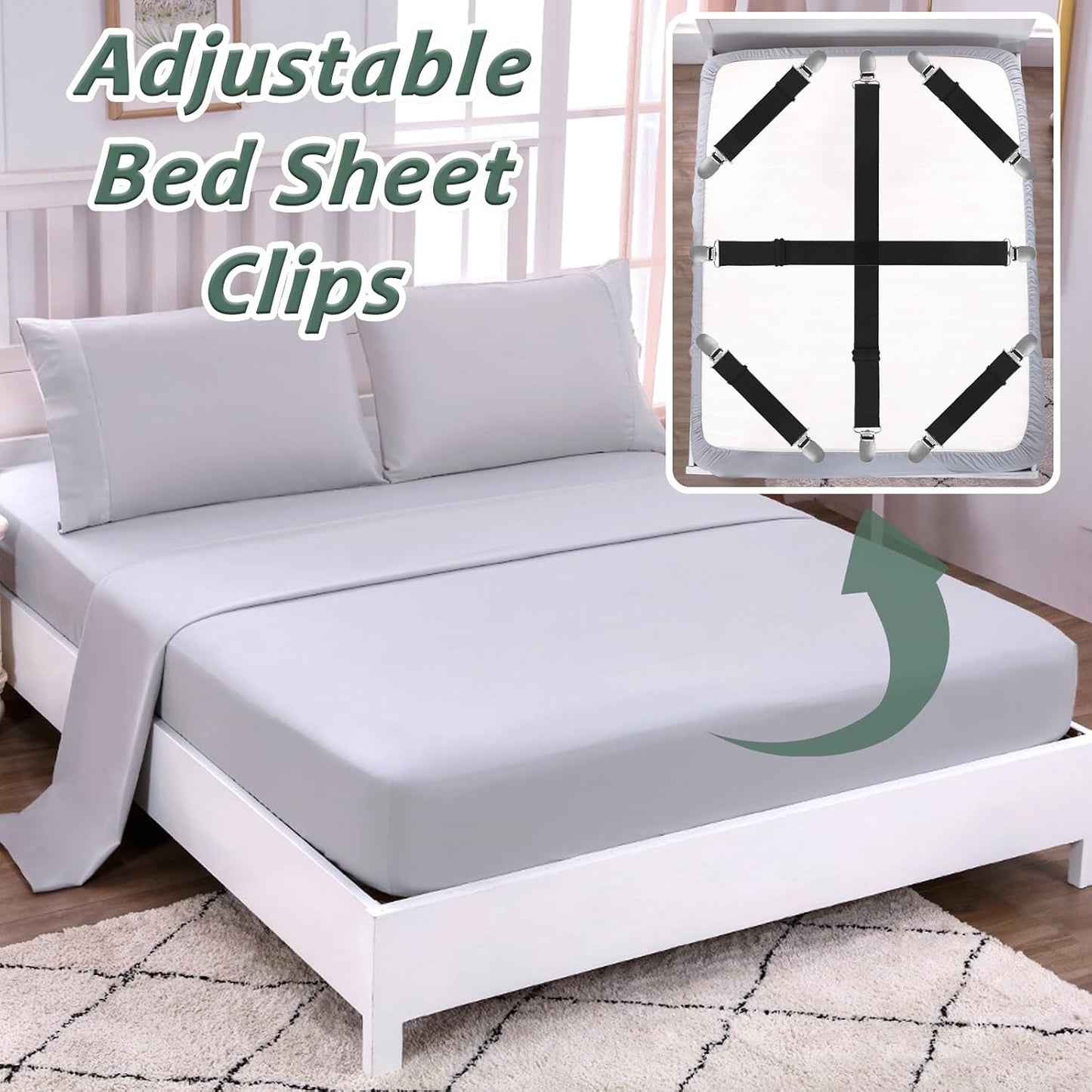 Tablecloth Clips, Multi-Use Sheet Holders for Tables & Beds, 6 Pack | Multi-use clips hold tablecloths and sheets neatly with hidden straps