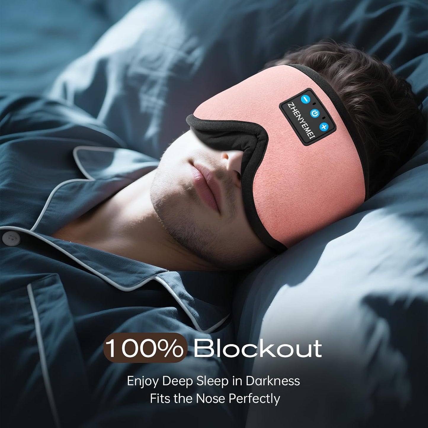 Sleep Mask with Bluetooth 5.4 Headphones, Removable 3D Eye Cups, Timing Sleeping Headphones for Side Sleepers, Wireless Music Eye Mask Speakers for Men, Women, Tech Gifts, Pink