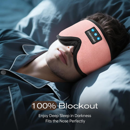 Sleep Mask with Bluetooth 5.4 Headphones, Removable 3D Eye Cups, Timing Sleeping Headphones for Side Sleepers, Wireless Music Eye Mask Speakers for Men, Women, Tech Gifts, Pink