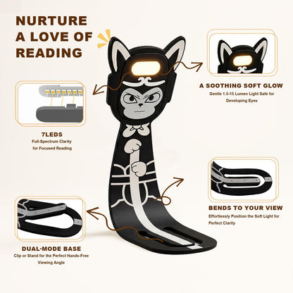Rechargeable Kids Book Light, Cute Bookmark Reading Light for Kids, Dimmable Portable LED Book Light for Reading in Bed, Eye-Caring Bedtime Reading Lamp for Children & Travel, Brown