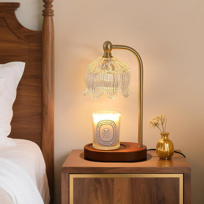 Candle Warmer Lamp with Timer and Dimmer,Electric Gold Light Gifts for Women Melt Wax Warmer Lamp with 2 Bulbs for Candle Jars House Warming New Home Decor Bedroom