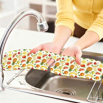 2Pcs Peonies Kitchen Sink Splash Guard Faucet Mat Vintage Florals Faucet Mat For Bathroom Kitchen 5.5x23.6In