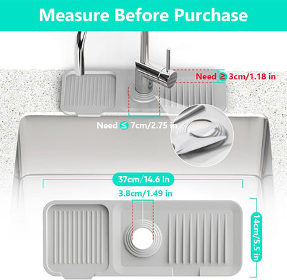 24 Inch Longer Faucet Mat for Kitchen Sink [5° Slope Fast Self-draining]Bathroom Kitchen Sink Splash Guard Silicone Sinks Faucet Mat Splash Guard for Kitchens Sinks Area Tidy Splashs Draining Mats