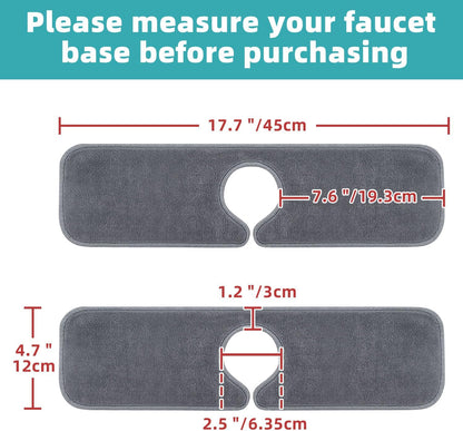 PoYang 4 Pack Faucet Mat for Kitchen Sink Splash Guard, Long 24x5.1 Inch | Super Absorbent Microfiber Faucet Mat, Catch Splashes and Drips, Machine Washable Sink Protectors for Kitchen, Bathroom & RV