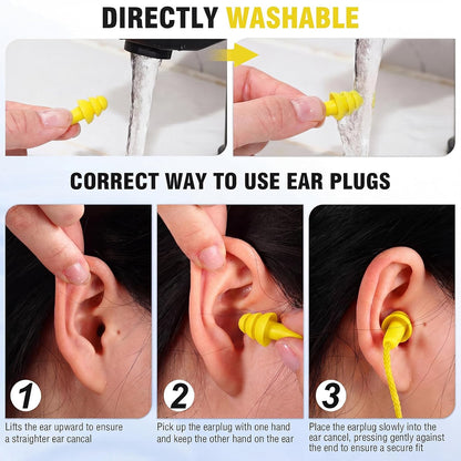 Tondiamo 200 Pairs Ear Plug Bulk with Cord Reusable Silicone, Fresh