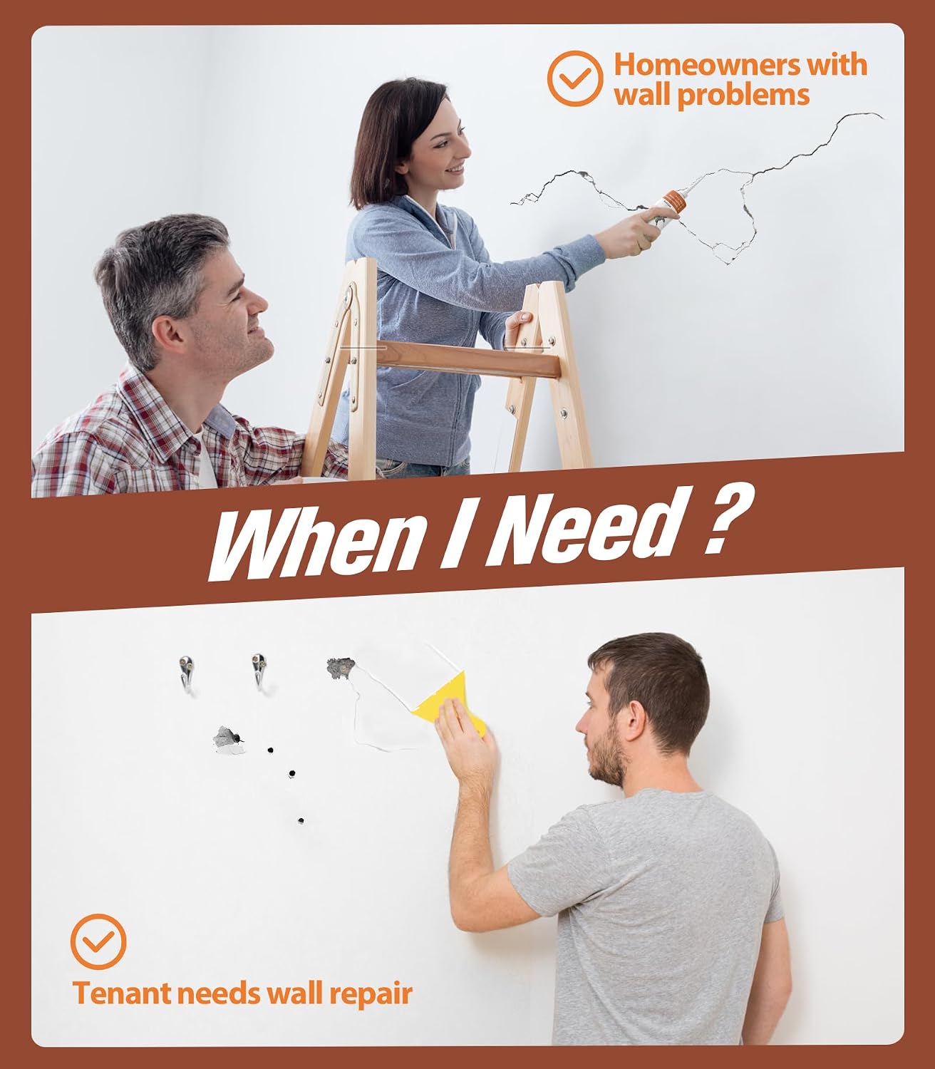 NINGOO Drywall Repair Kit,2 Pack Wall Repair Paste for Wall Holes & Cracks | 4 Wall Patches,2 Scraper,4 Sandpapers,Quick Drying,Apartment Friendly
