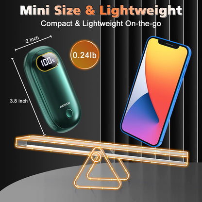 Hand Warmers Rechargeable - Electric Hand Warmers 2 Pack with Dual-Sided Heating for 15Hrs Warmth, LED Display & Flashlight, Hunting Essentials, Gifts for Christmas Man Women Raynauds Golf