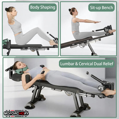 Electric Traction Machine for Neck & Back, Home Spinal Decompression Device for Lower Back Pain Relief, Non-Inversion Spine Stretcher for Safer Daily Use,Lumbar&Cervical Traction Decompression Table
