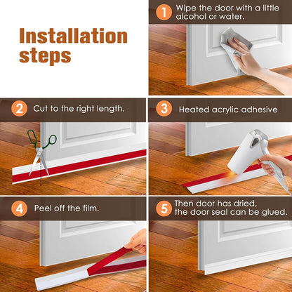 Under Door Draft Stopper - Strong Adhesive Seal Blocker, Soundproof Sweep, Weather Stripping, Noise Insulator for Bottom of Doors