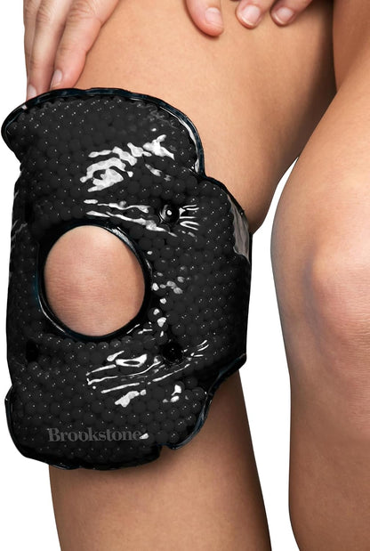 Brookstone Knee Ice Pack Wrap with Silica Beads - Hot & Cold Therapy for Pain Relief - Reusable Ice Packs for Knees for Swelling, Injuries & Post-Surgery Recovery, Ideal Mothers Day Gift, Azure Blue