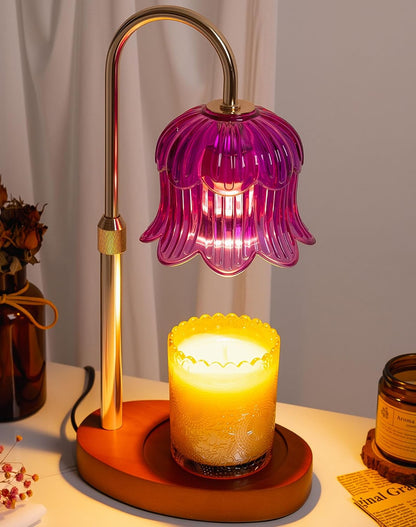 Adjustable Candle Warmer Lamp with Timer - Electric Light Wax Warming | Dimmable, Flameless, Top Melter Heater Melting Heating Height Small Jar Candles Gifts Women Mom Birthday Desk Modern Decor