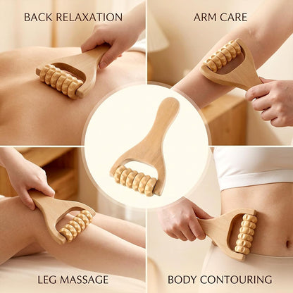 Wooden Massage Roller, Manual Handheld Wooden Rollers for Massage | Manual Wood Massage Bead Roller Tools for Leg Thigh Arm Body Muscle Tissue Pain Relief