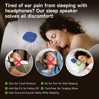 TAZATA Bluetooth Pillow Speaker for Sleeping, Blue | Under Pillow Sleep Speaker, 100 White Noise Sounds (Pink/Brown Noise), Auto-Off Timer, Side Sleeper Friendly