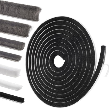 Self-Adhesive Weather Stripping Seal for Doors & Windows – Soundproof Insulation Gap Filler for Sliding, Exterior, Front, and Jamb Frames – 0.2" x 0.35" x 16.5 ft, Gray