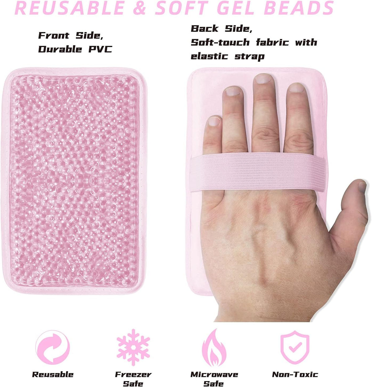 Gel Ice Packs for Injuries Reusable 2 Packs Hot Cold Gel Wrap with Strap