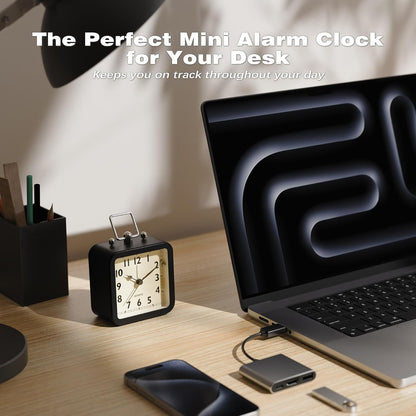 AYRELY® Small Metal Alarm Clock, Desk and Table Clock for Travel